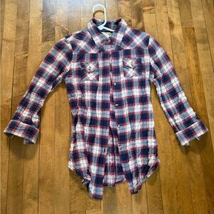 Elizabeth and James Woman’s Plaid Shirt - Navy and White